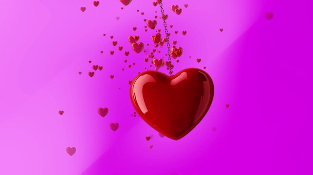 love hanging chain with pink love background