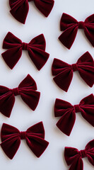 Cute bow, hair accessories, dark red velvet fabric bows 