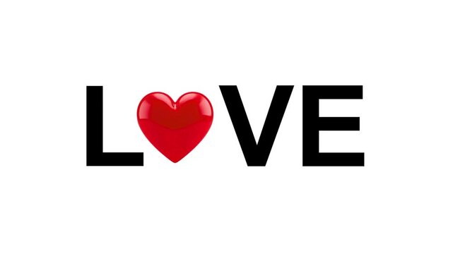 3d Love word with cute realistic red heart valentine Vector On Animation Video