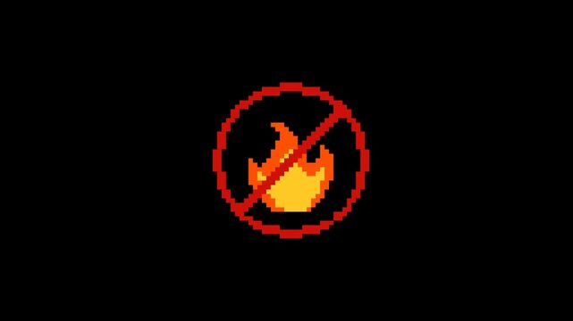 ドット絵の禁止マーク,透過背景,火気厳禁