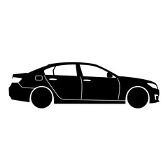 Fototapeta premium Sleek black car silhouette against clean white background