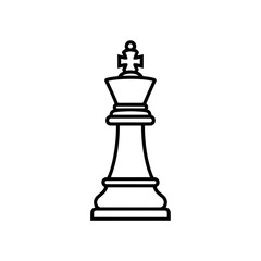 Fototapeta premium Chess King Piece Outline Icon - Board Game Strategy Symbol Black Line Art