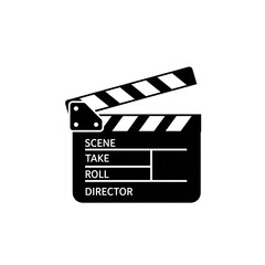 Obraz premium Clapboard Black Icon | Film Production & Movie Making Symbol Vector
