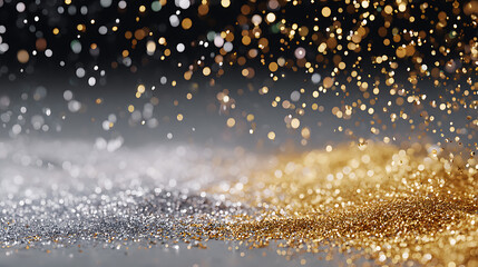 Luxurious Sparkling Gold And Silver Glitter Dust Texture Background