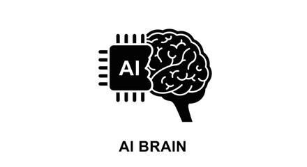Artificial Intelligence Brain Icon Design.