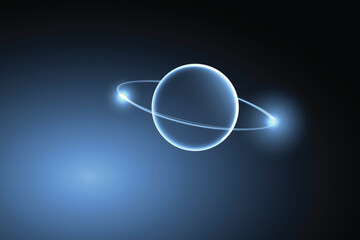 Glowing celestial body with ring system in deep space © Vectbox Design