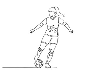 Fototapeta premium Female soccer player skillfully controlling the ball in action