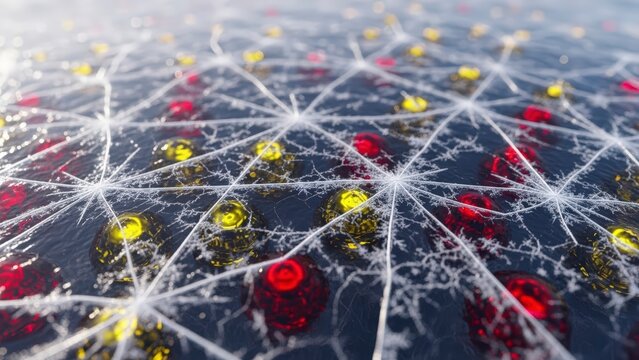 Abstract Network of Glowing Spheres and Lines. - Powered by Adobe