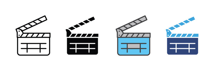 movie clapper icon set. cinema clapper symbol. vector illustration