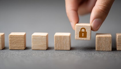 Hand Places Padlock Cube, Symbolizing Digital Security, Data Protection, Privacy, and Strategic Choice.
