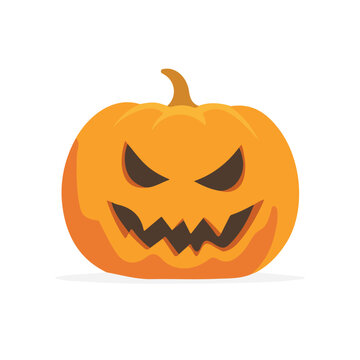 Modern flat 2D vector illustration of Jack-o-lantern, clean and minimal design, isolated on white background.
