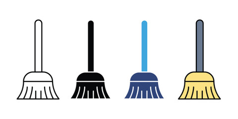 broom icon set. Cleanup brush symbol. house keeping equipment icon set. vector illustration 