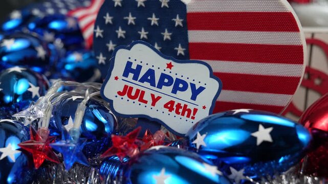 happy 4th of july on a holiday background with decoration 