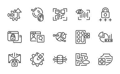 Fototapeta premium Identity Verification icon set. Authentication, secure account access, and login linear icons. Pixel perfect design