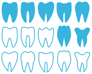 A clean dental seamless set featuring repeating tooth icons for healthcare and dentistry design