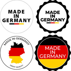 Set of round labels showing Made in Germany with German colors and symbols