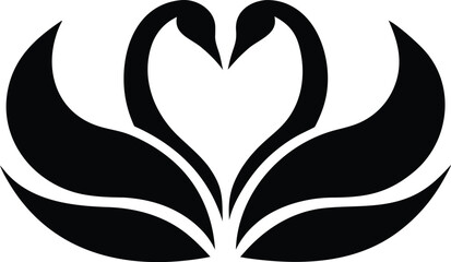 Two elegant swans form a romantic heart shape silhouette vector illustration © Azim Creations