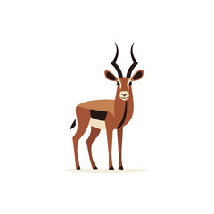 Flat 2D vector illustration of Antelope, simple icon style on a clean white background. © Antoni