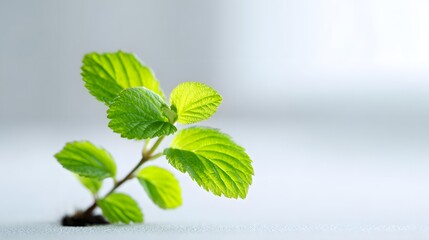 Close-Up of Fresh Green Leaves Budding on a Small Branch