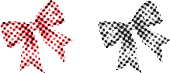 Hand Drawn Ribbon Bow Sketch Illustration in Red and Gray Isolated on White Background for Decoration and Design