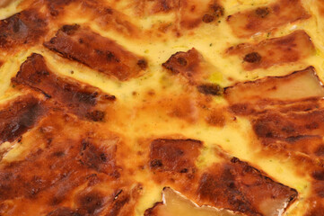 Tarte au camembert en gros plan