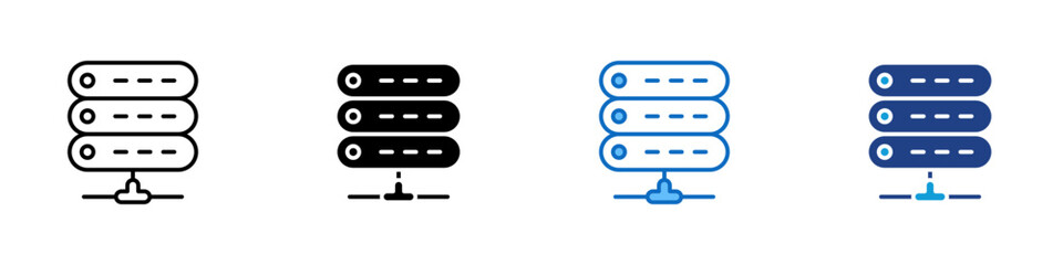 Database Server Multiple Style Icon Design Vector - stacked server units on a base stand, representing centralized storage, data hosting, and system reliability