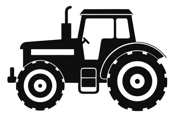 Obraz premium tractor silhouette line art vector illustration