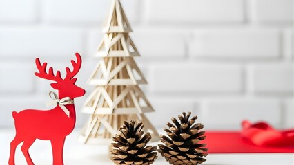 Christmas Decoration with Reindeer and Tree stock image