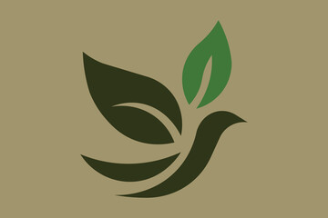 Elegant Leaf And Bird Logo Design, Nature Symbol, Organic Growth Concept For Branding
