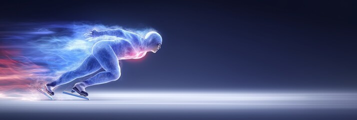 speed skating banner. speed skating dynamic wallpaper with colorful light trails on a dark background
