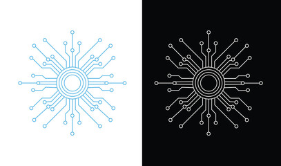 Digital Circuit Network Vector Design on Light and Dark Background