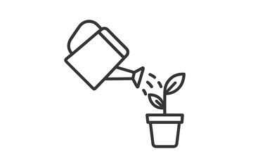 Watering Can Pouring Water on a Plant in a Pot © Mark