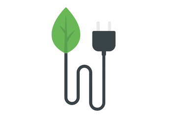 Green leaf connected to an electrical plug