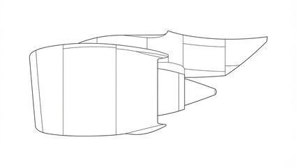 Outline drawing of a passenger airplane seen from the side with fuselage wings and tail depicted using dashed and dotted lines on a white background schematic
