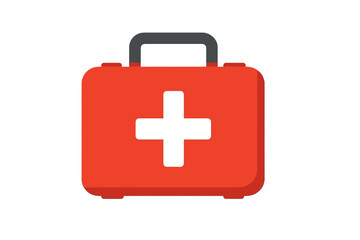 Fototapeta premium Red medical kit with white cross emblem