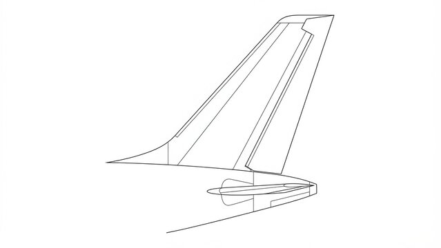 Abstract Representation Of An Airplane Tail Fin Showing Dotted Line Construction And Dashed Geometric Shapes Against A White Background Minimalist Design