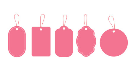 Pink Hanging Label Tag Set Vector Illustration