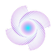 Abstract Dotted Spiral Radial Wave with Purple and Blue Gradient Background