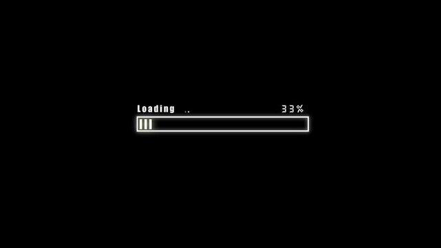 Abstract loading bar please wait icon animation background. processing from 0 to 100 transfer on with black background.