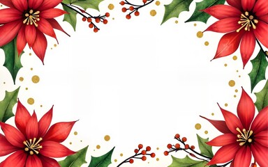 Vibrant watercolor illustration of christmas 2026 with festive poinsettias, holly, and gold accents symbolizing holiday spirit. High quality