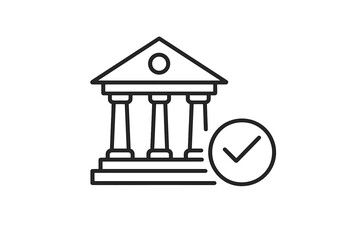 Bank building with checkmark icon