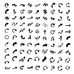 Fototapeta premium Hand Drawn Brushstroke Arrows Collection Directional Signs Symbols Set Isolated White Background.png