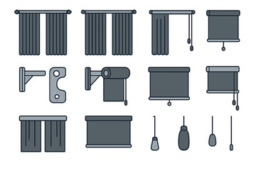Window Blinds and Shades Icons Set