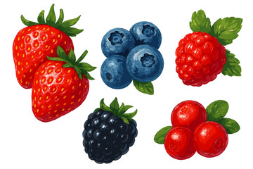 Obraz premium Assortment of Fresh Berries on a Colorful Gradient Background