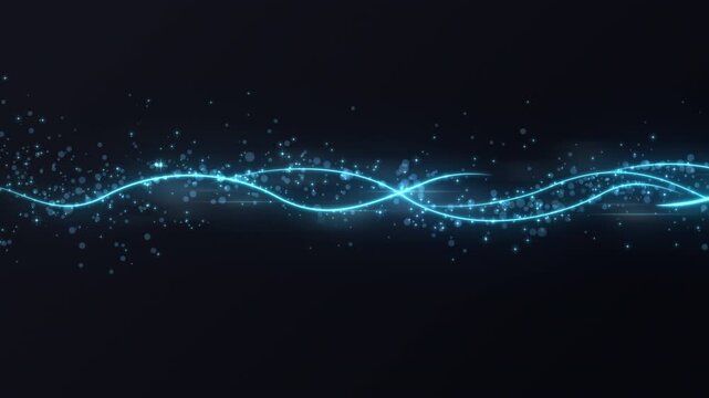きれいなウェーブのラインとキラキラ星　ブルー　フェードインアウト