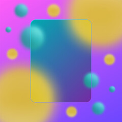 Vertical glass panel on background of blurred yellow and blue spheres. Eps 10