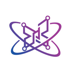 Purple and blue abstract molecular structure science