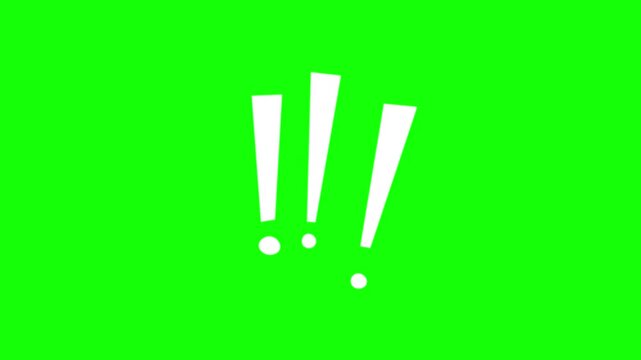 White exclamation marks bouncing icon for warning alert and attention isolated on transparent background.