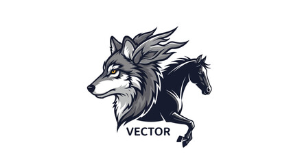 Wolf and horse head mashup with transparent background