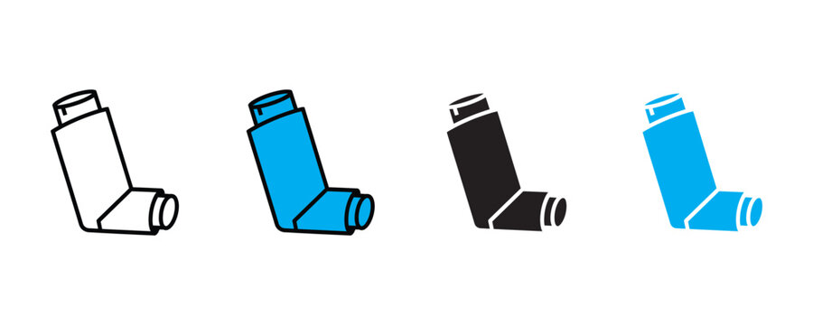 Asthma inhaler icon set vector on white background. medical, health, medicine, respiratory, care, treatmen symbol. vector illustration.
